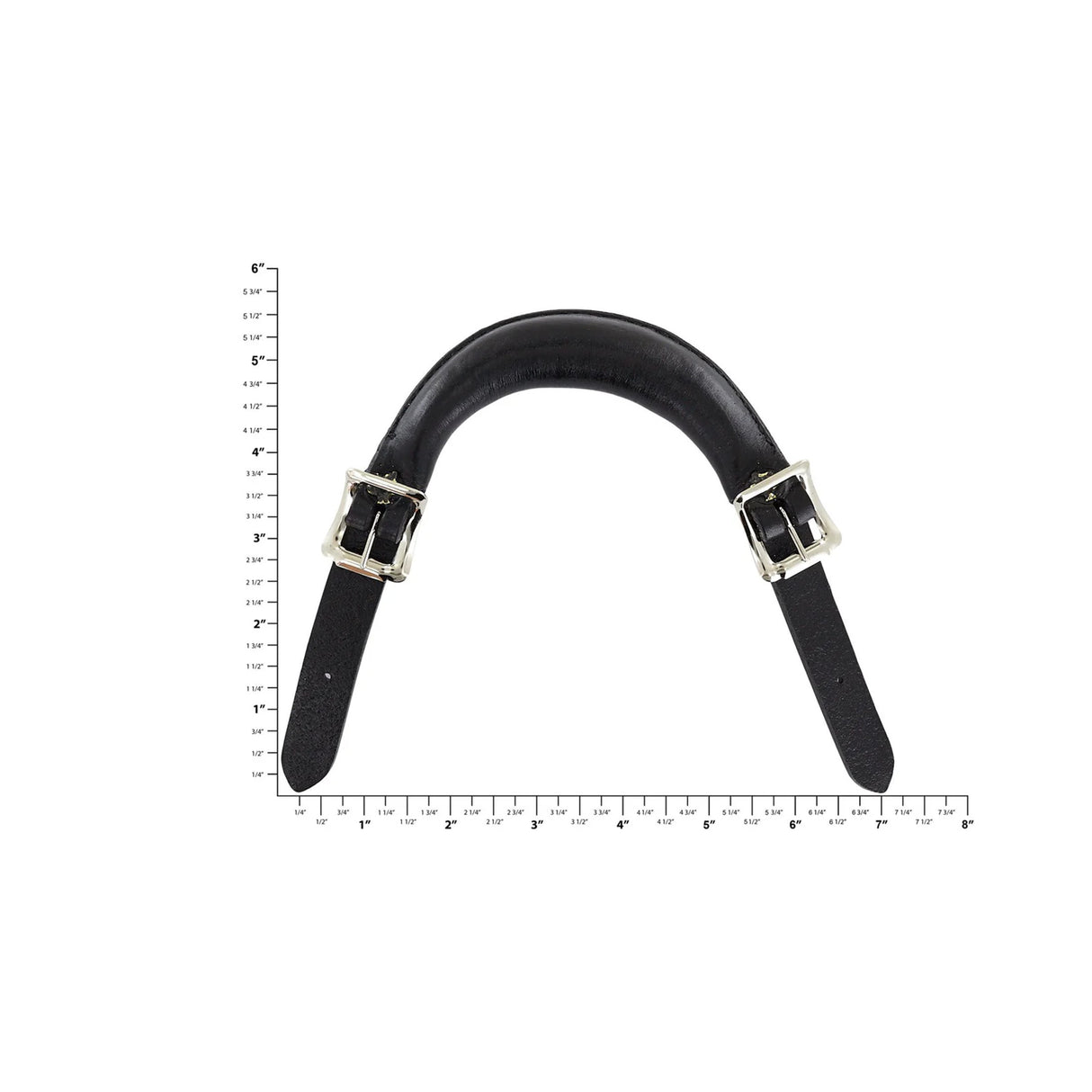 6" Black, Emergency Handle with Nickel Hardware, Leather