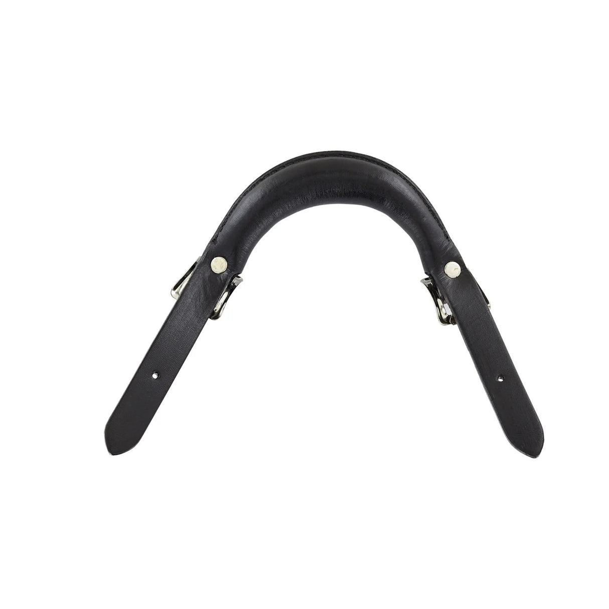 6" Black, Emergency Handle with Nickel Hardware, Leather