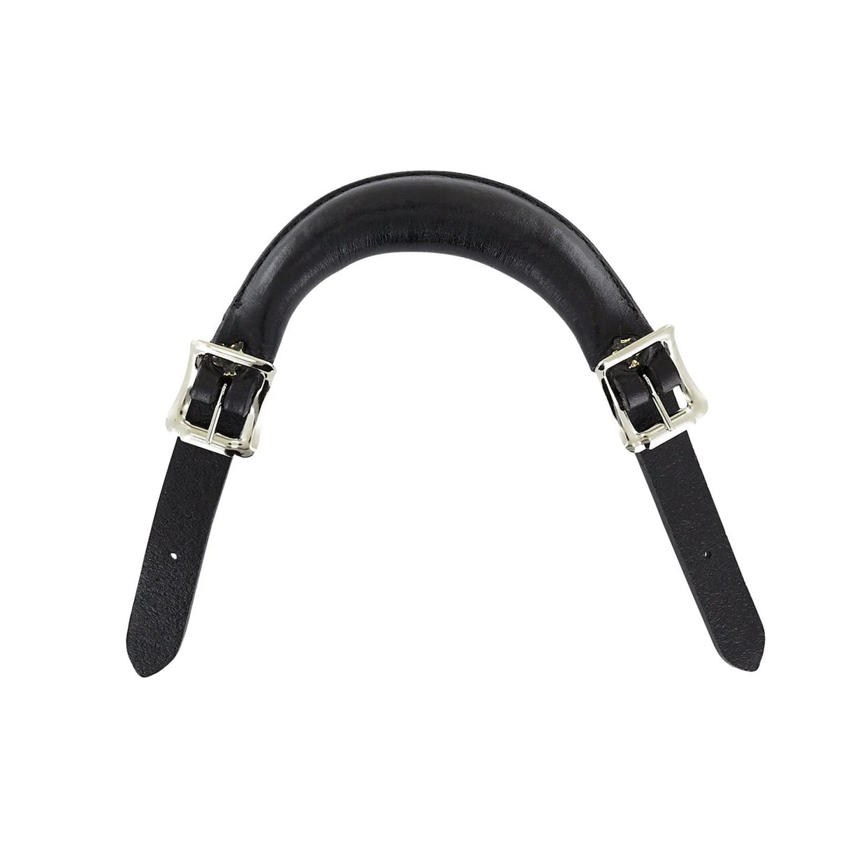 6" Black, Emergency Handle with Nickel Hardware, Leather