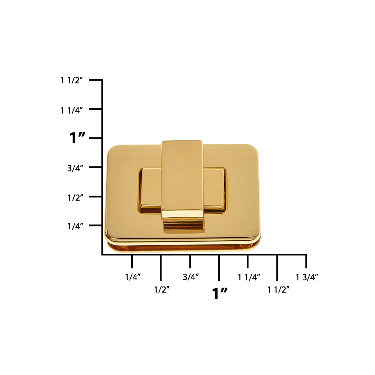 1 1/2" Shiny Gold, Turn Lock, Zinc Alloy