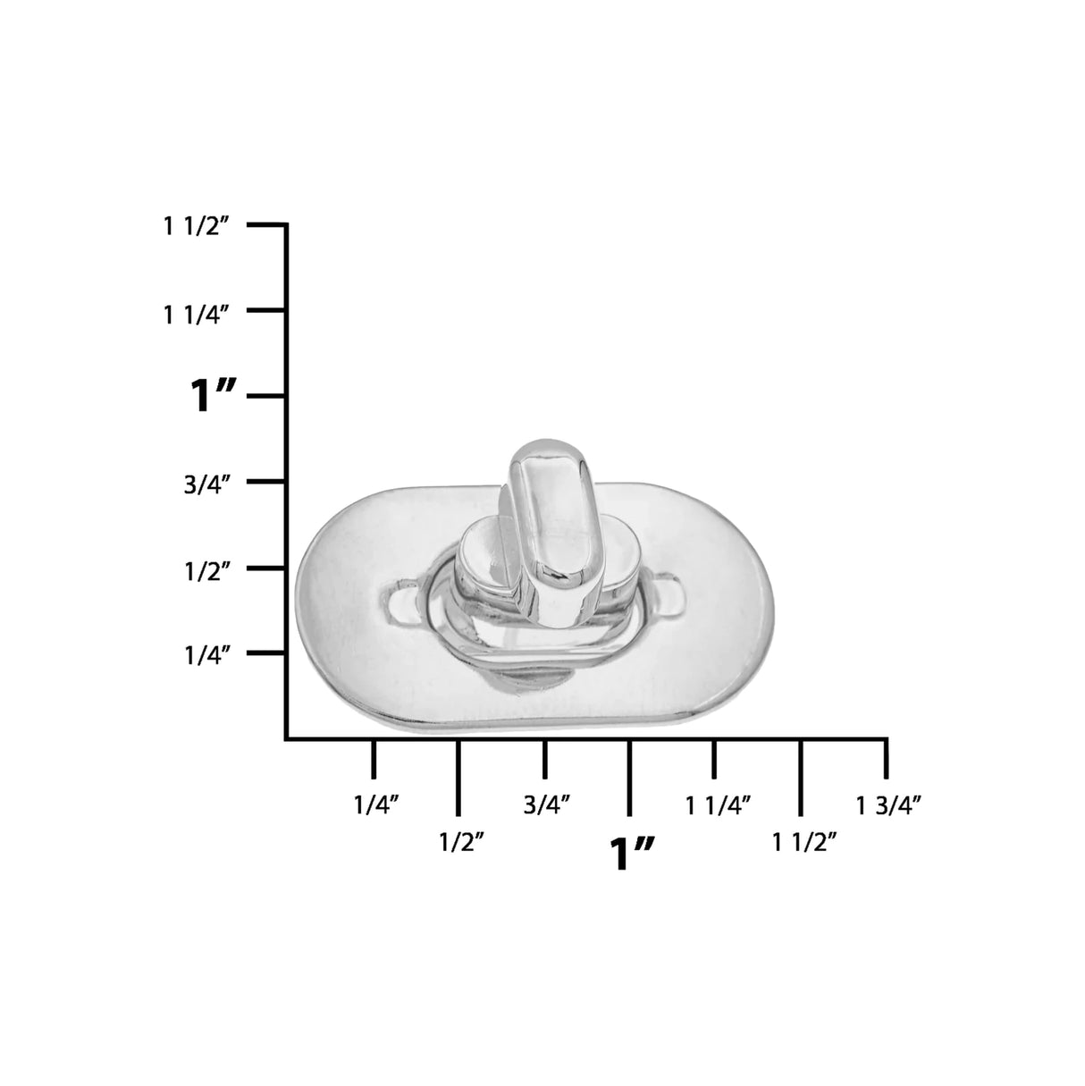 1 1/4" Shiny Nickel, Turn Lock, Zinc Alloy