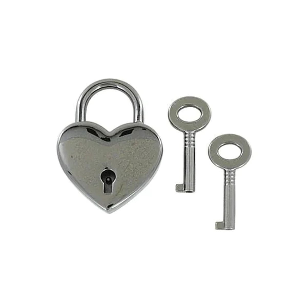 1-3/16" Shiny Gunmetal, Heart Padlock W/2 Keys, Zinc Alloy-PK4
