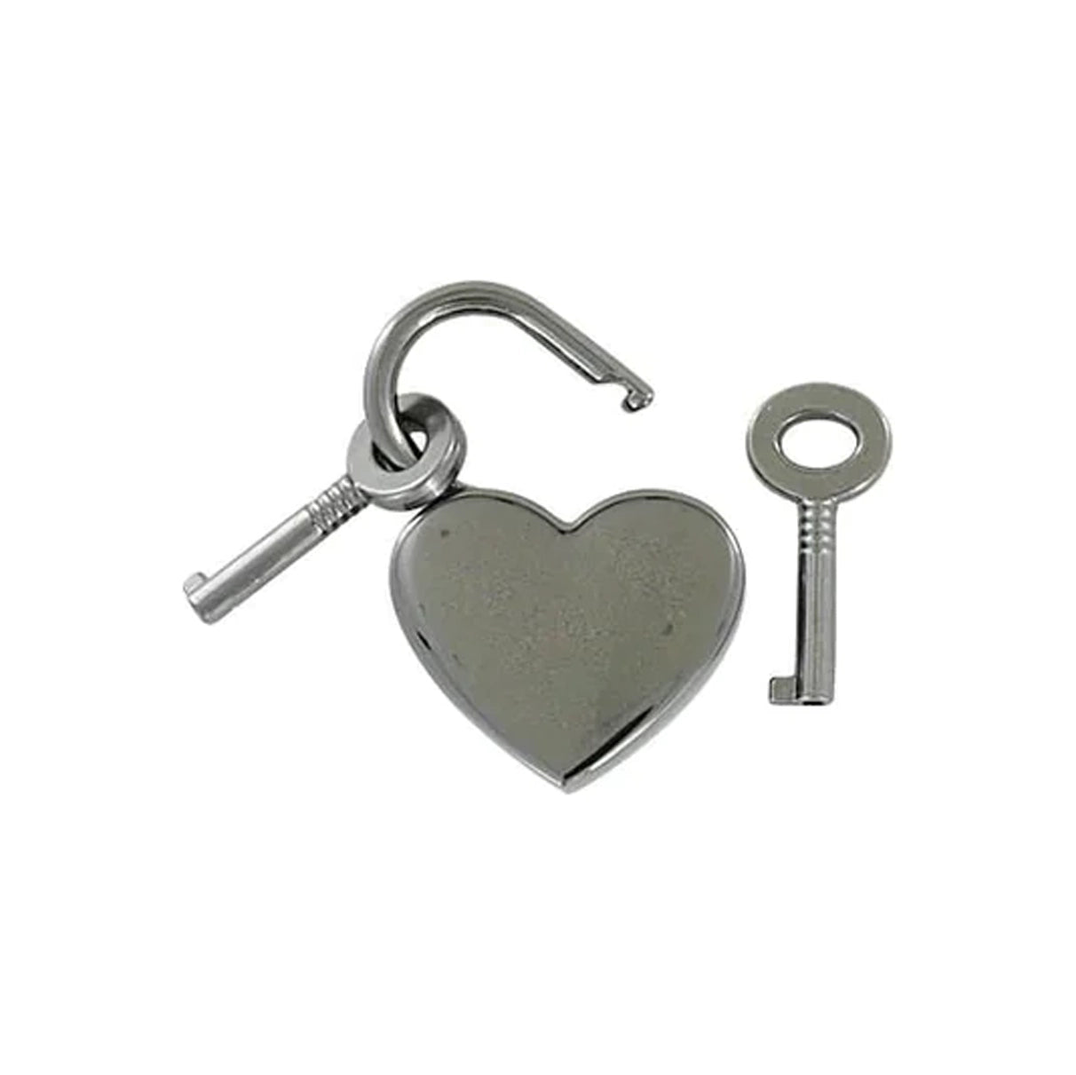 1-3/16" Shiny Gunmetal, Heart Padlock W/2 Keys, Zinc Alloy-PK4