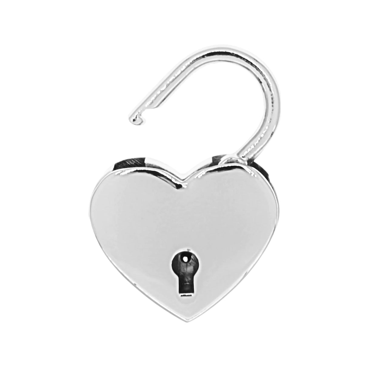 1 3/16" Shiny Nickel, Heart Padlock W/2 Keys, Zinc Alloy-PK4