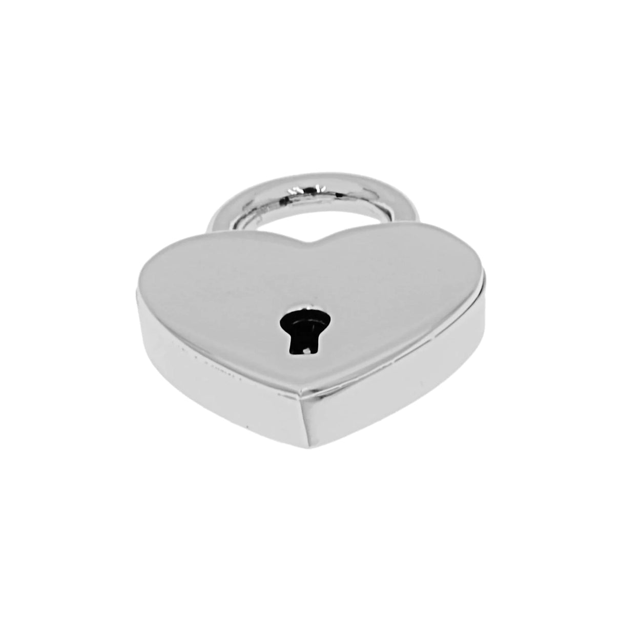 1 3/16" Shiny Nickel, Heart Padlock W/2 Keys, Zinc Alloy-PK4