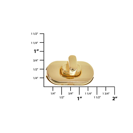 1 3/8" Shiny Brass, Turn Lock, Zinc Alloy