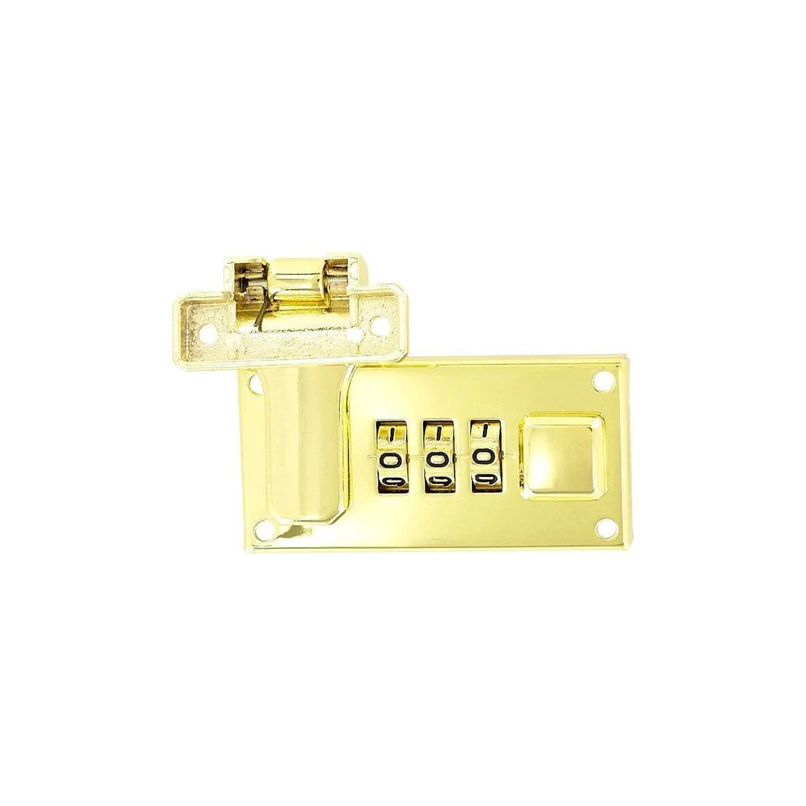 1 1/4" Shiny Brass, Offset Hasp Combination Lock, Steel