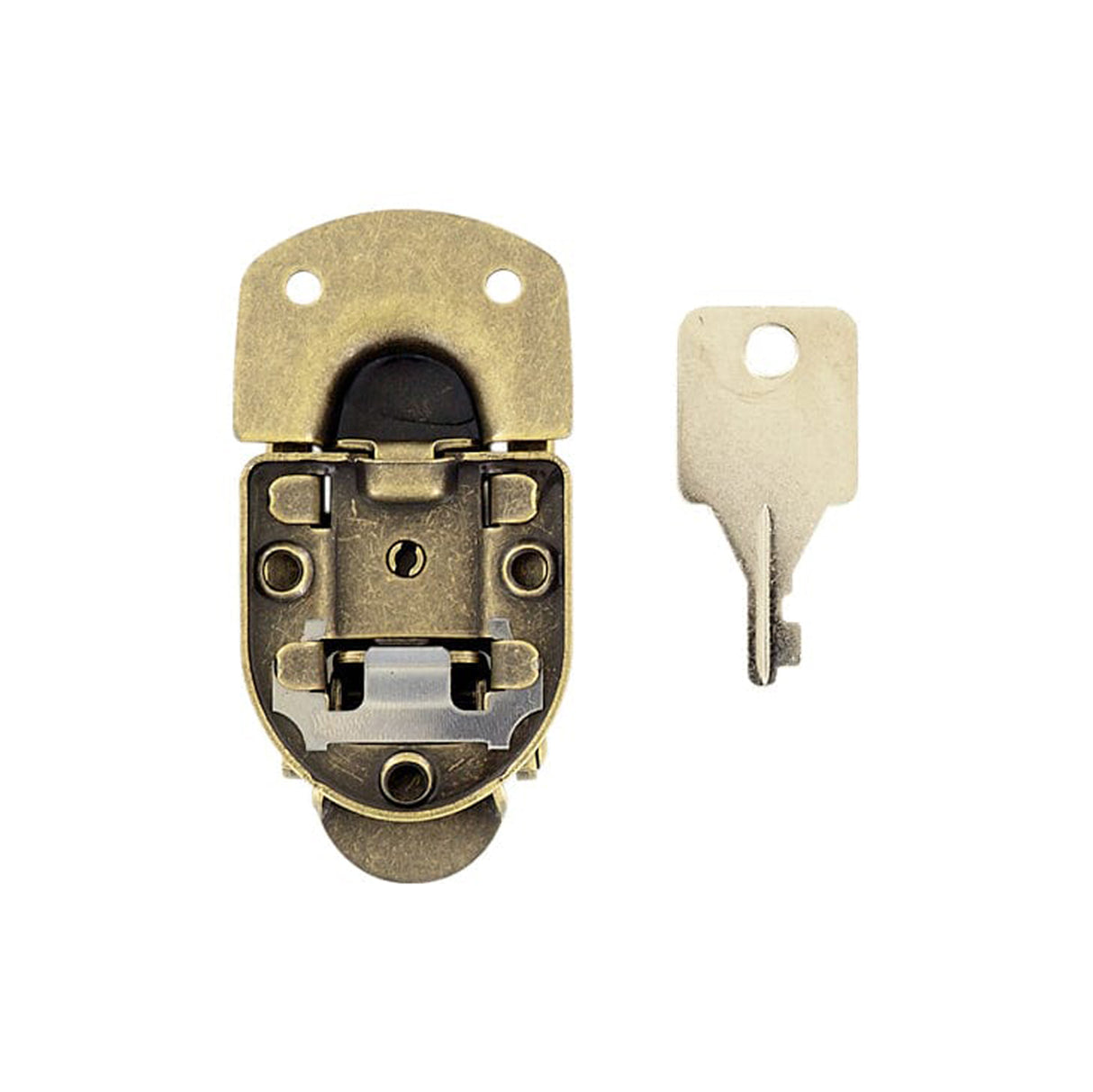 2 7/16" Antique Brass, Locking Drawbolt, Steel