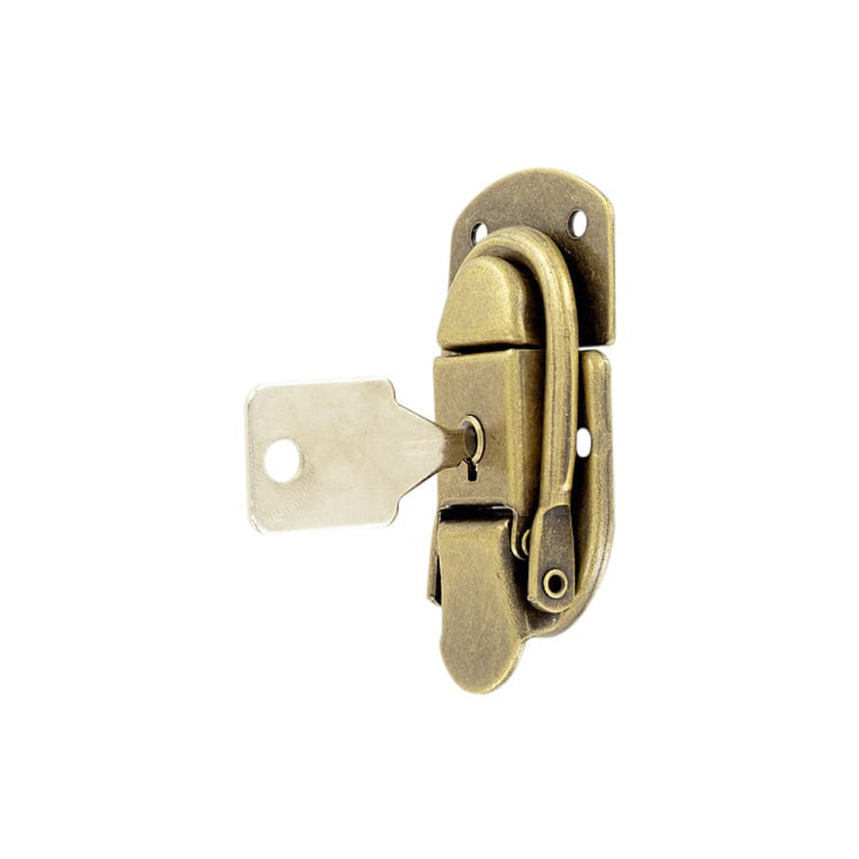 2 7/16" Antique Brass, Locking Drawbolt, Steel