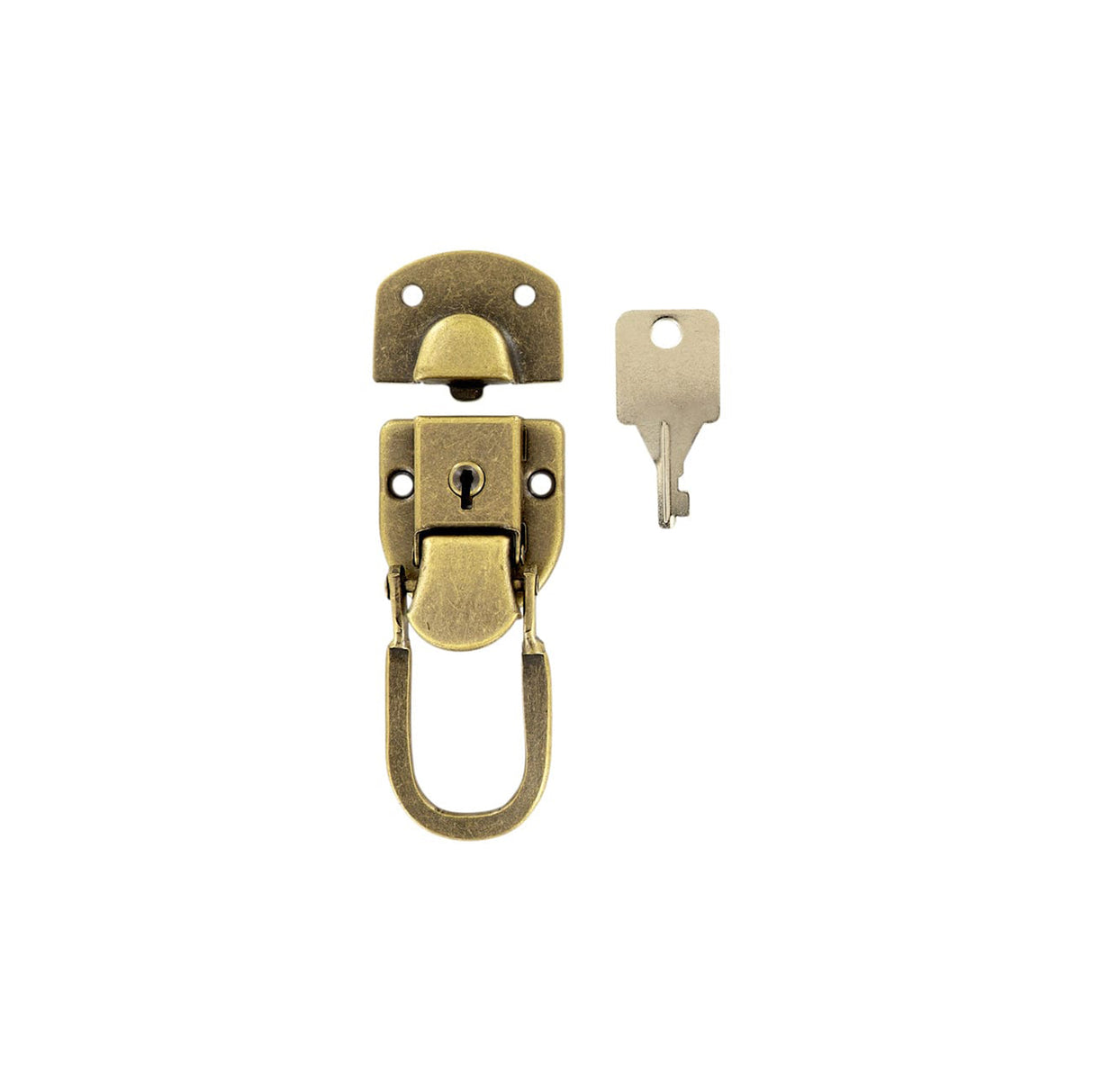 2 7/16" Antique Brass, Locking Drawbolt, Steel