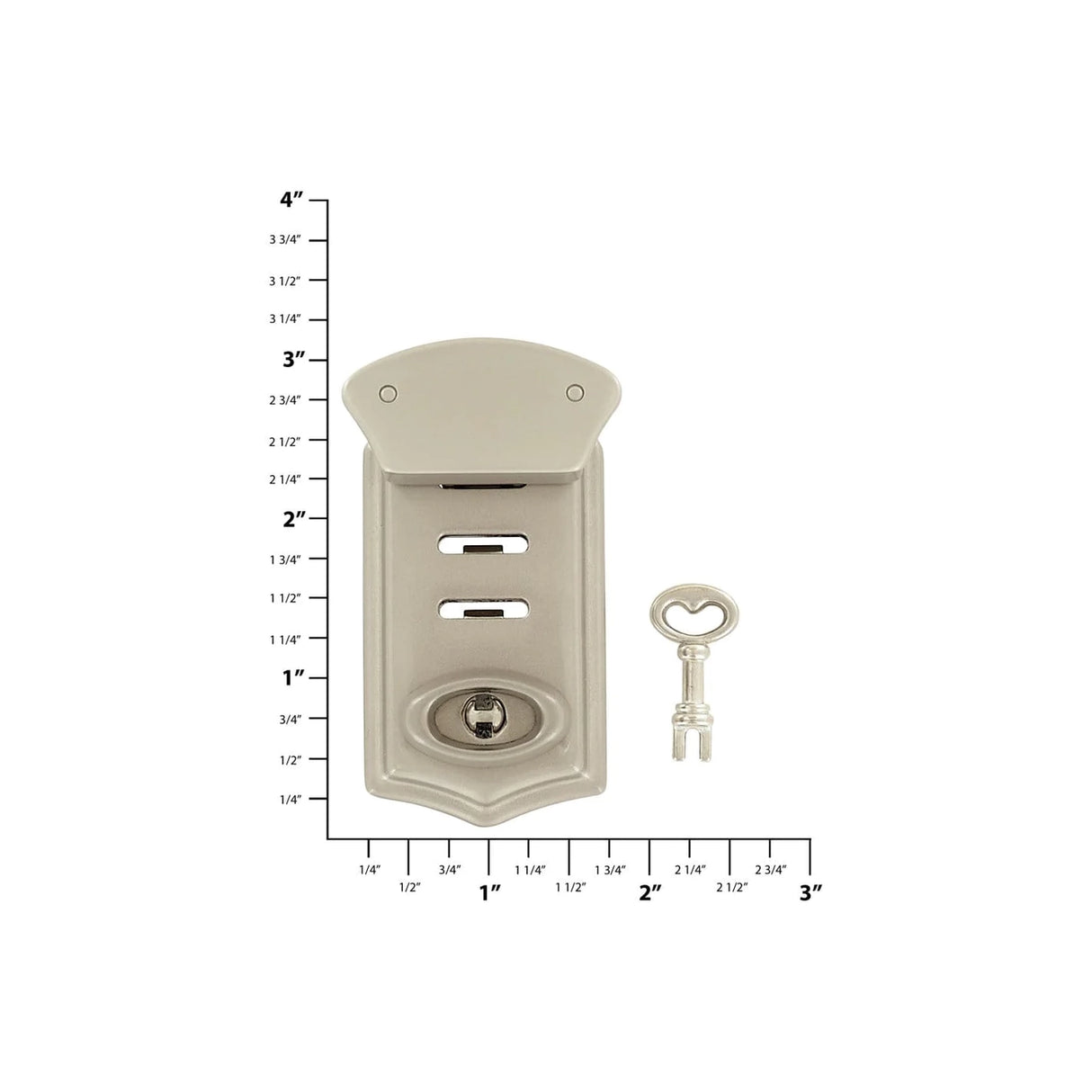 2 7/8" Satin Nickel, 3-Position Flap Lock, Zinc Alloy