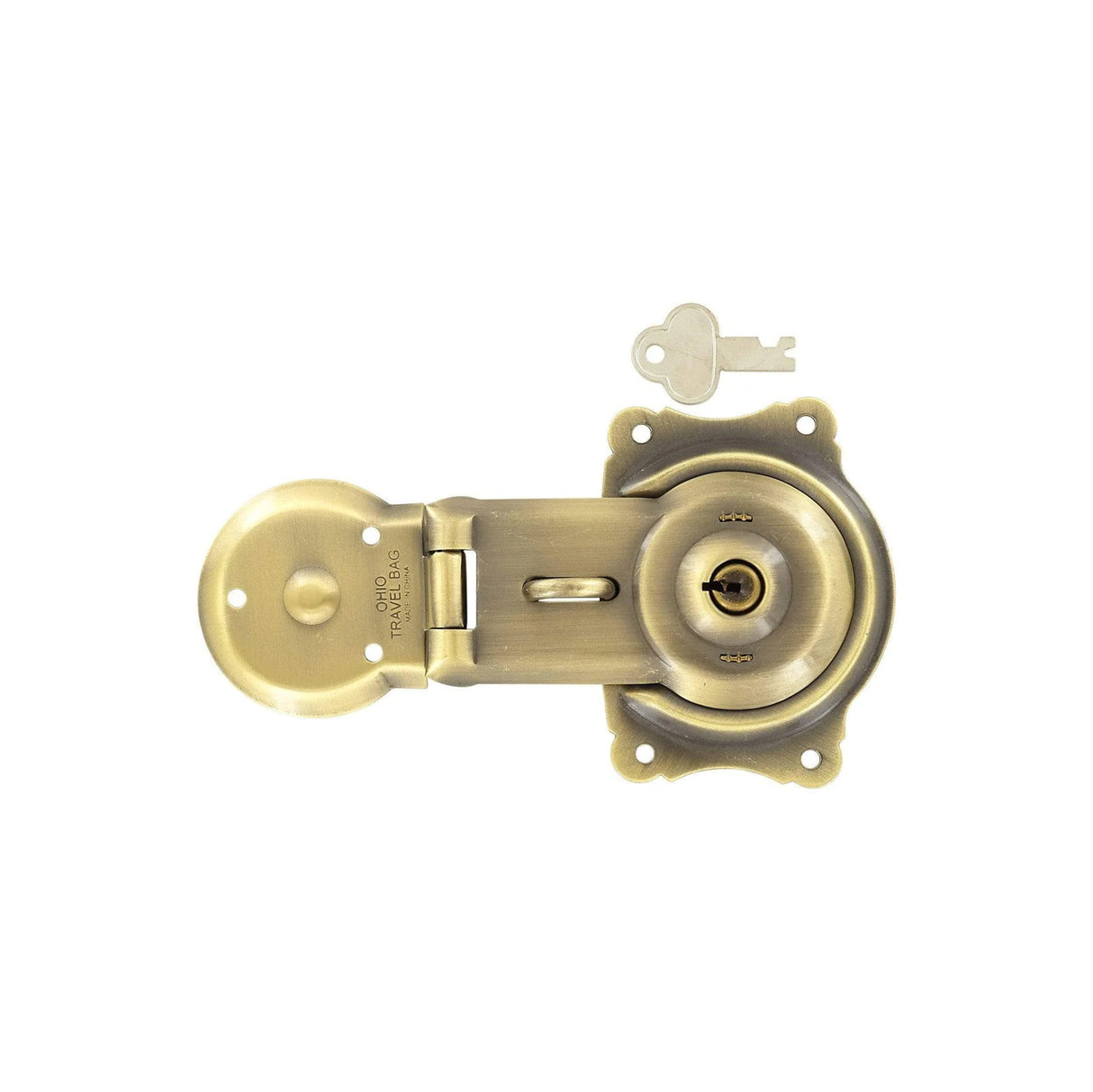 3 1/2" Brushed Antique Brass, Trunk Lock, Steel