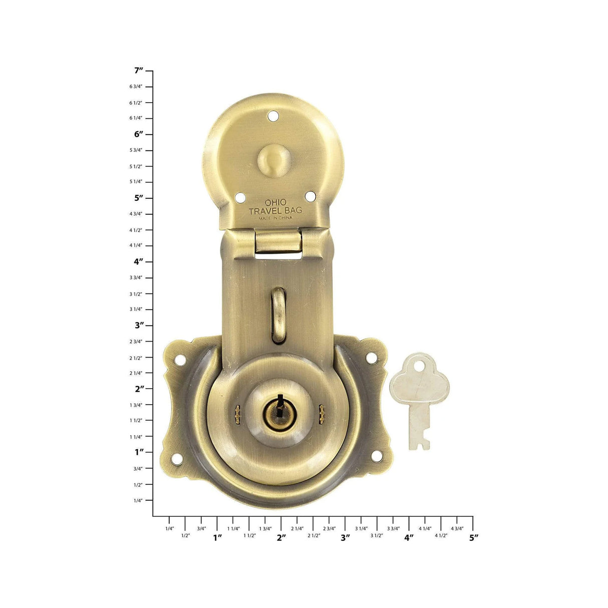 3 1/2" Brushed Antique Brass, Trunk Lock, Steel
