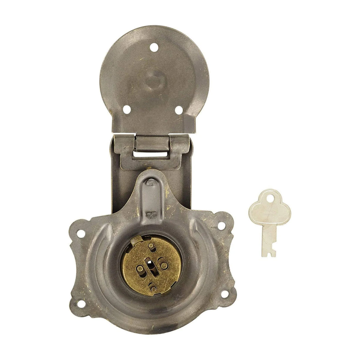 3 1/2" Brushed Antique Brass, Trunk Lock, Steel