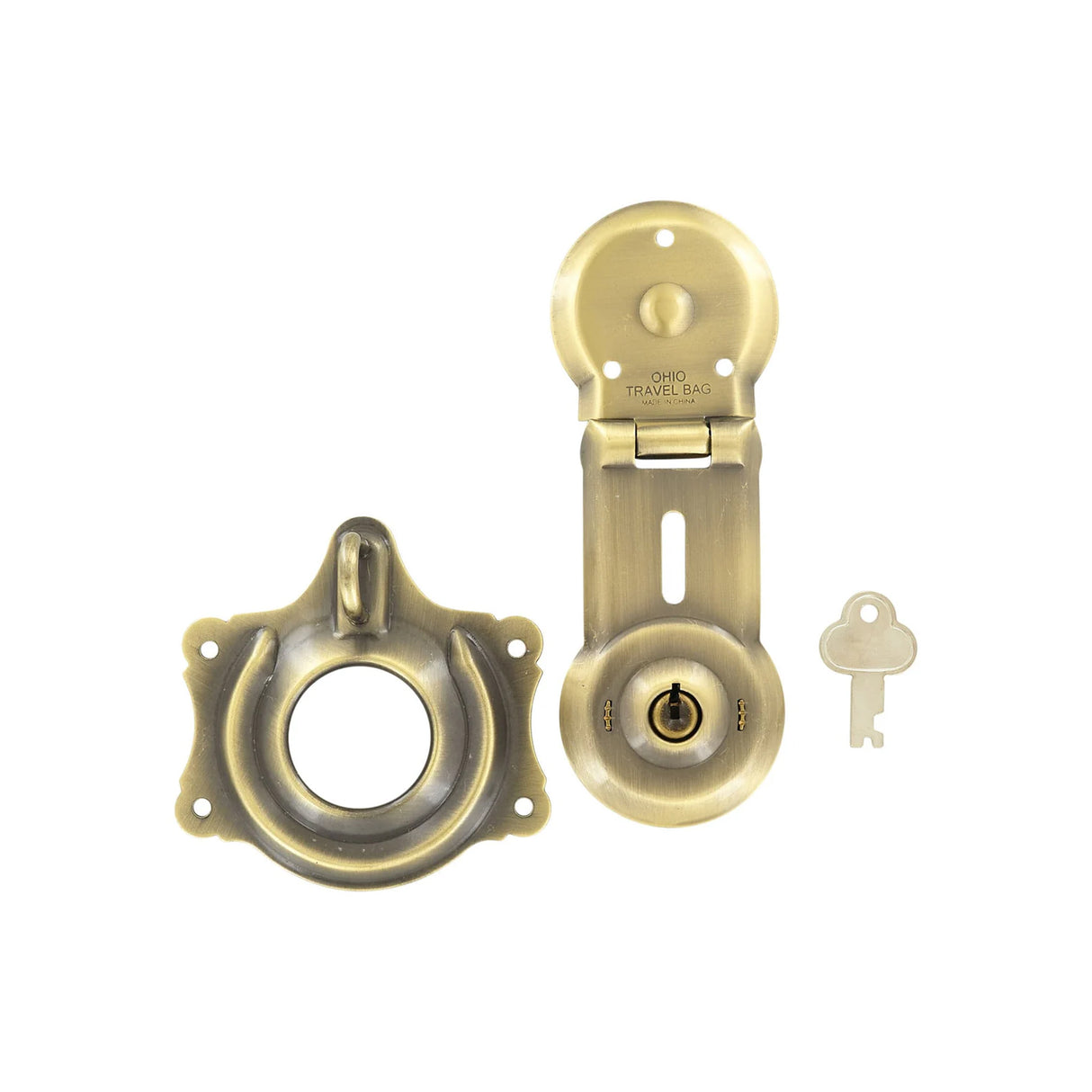 3 1/2" Brushed Antique Brass, Trunk Lock, Steel