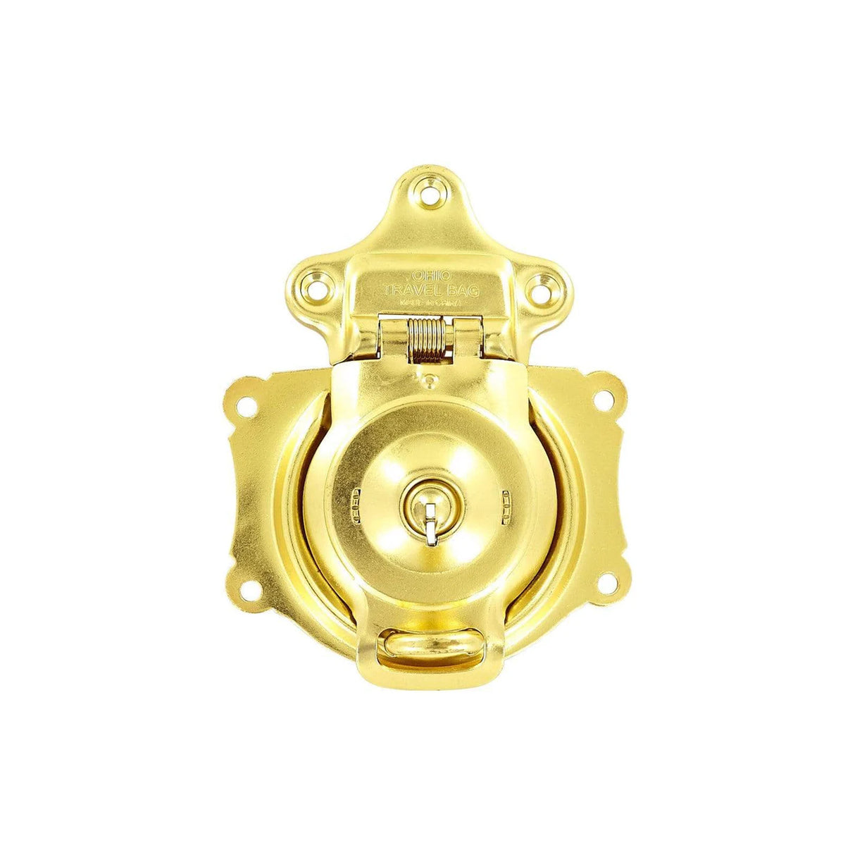 3 1/2" Brass, Large Trunk Lock w/ Spring, Steel