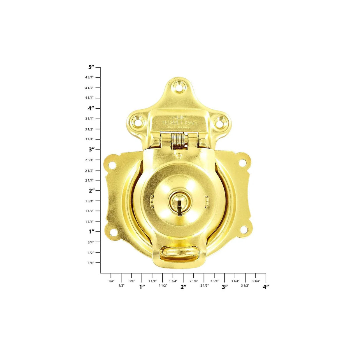 3 1/2" Brass, Large Trunk Lock w/ Spring, Steel