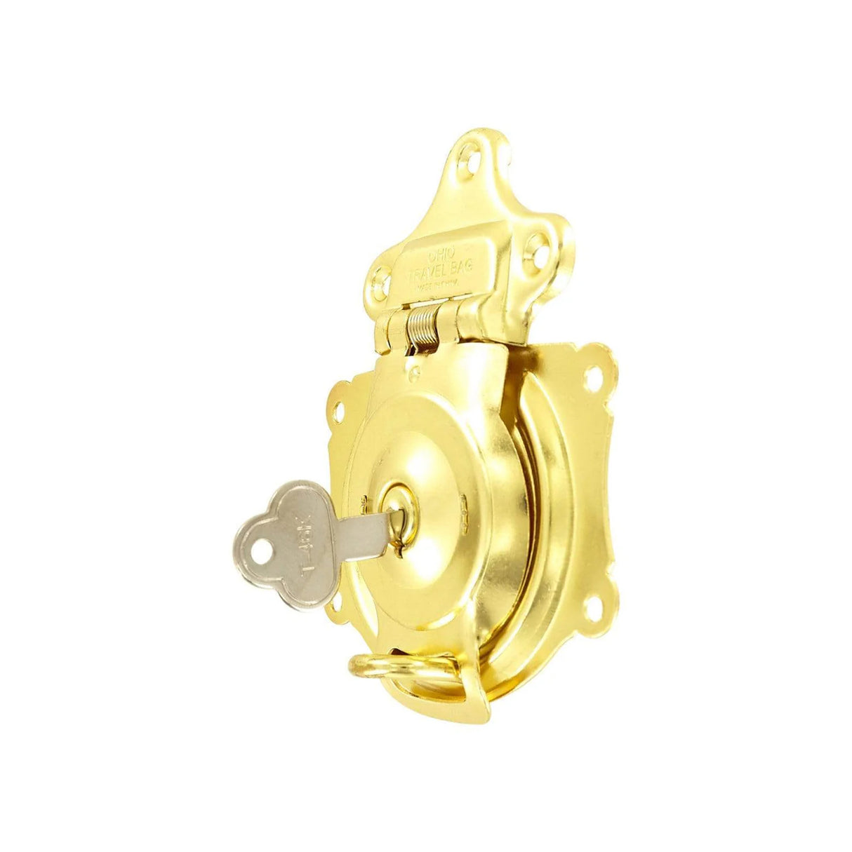 3 1/2" Brass, Large Trunk Lock w/ Spring, Steel