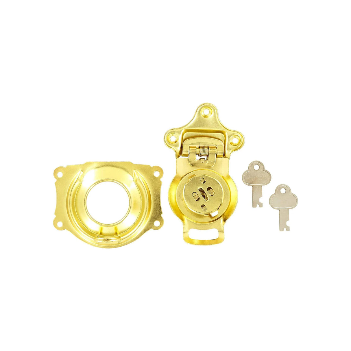 3 1/2" Brass, Large Trunk Lock w/ Spring, Steel