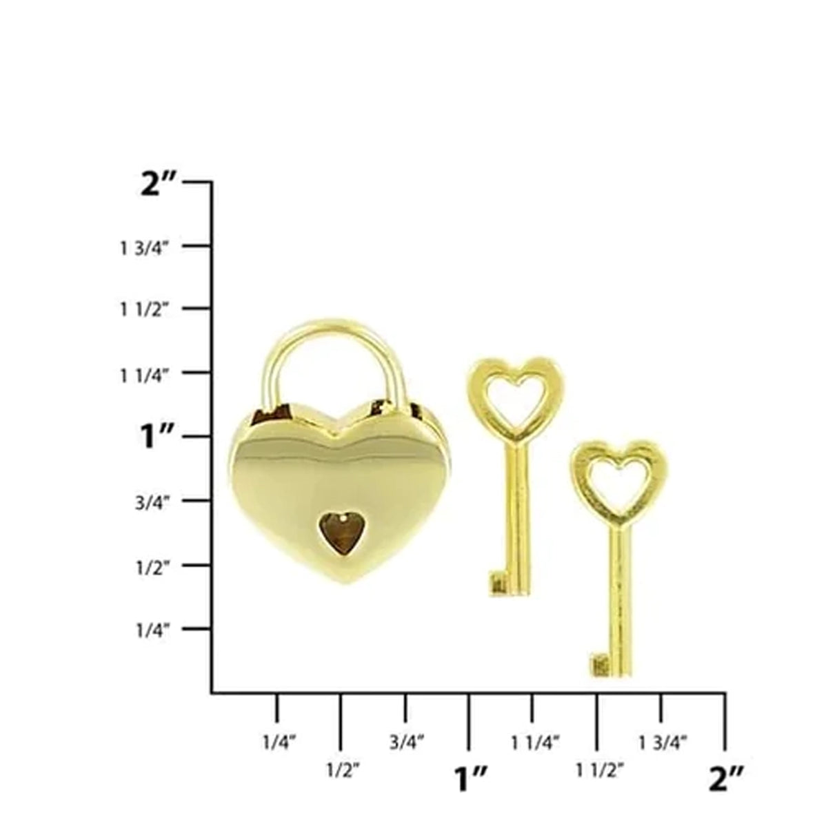 7/8" Shiny Gold, Small Heart Padlock, Zinc Alloy-PK4