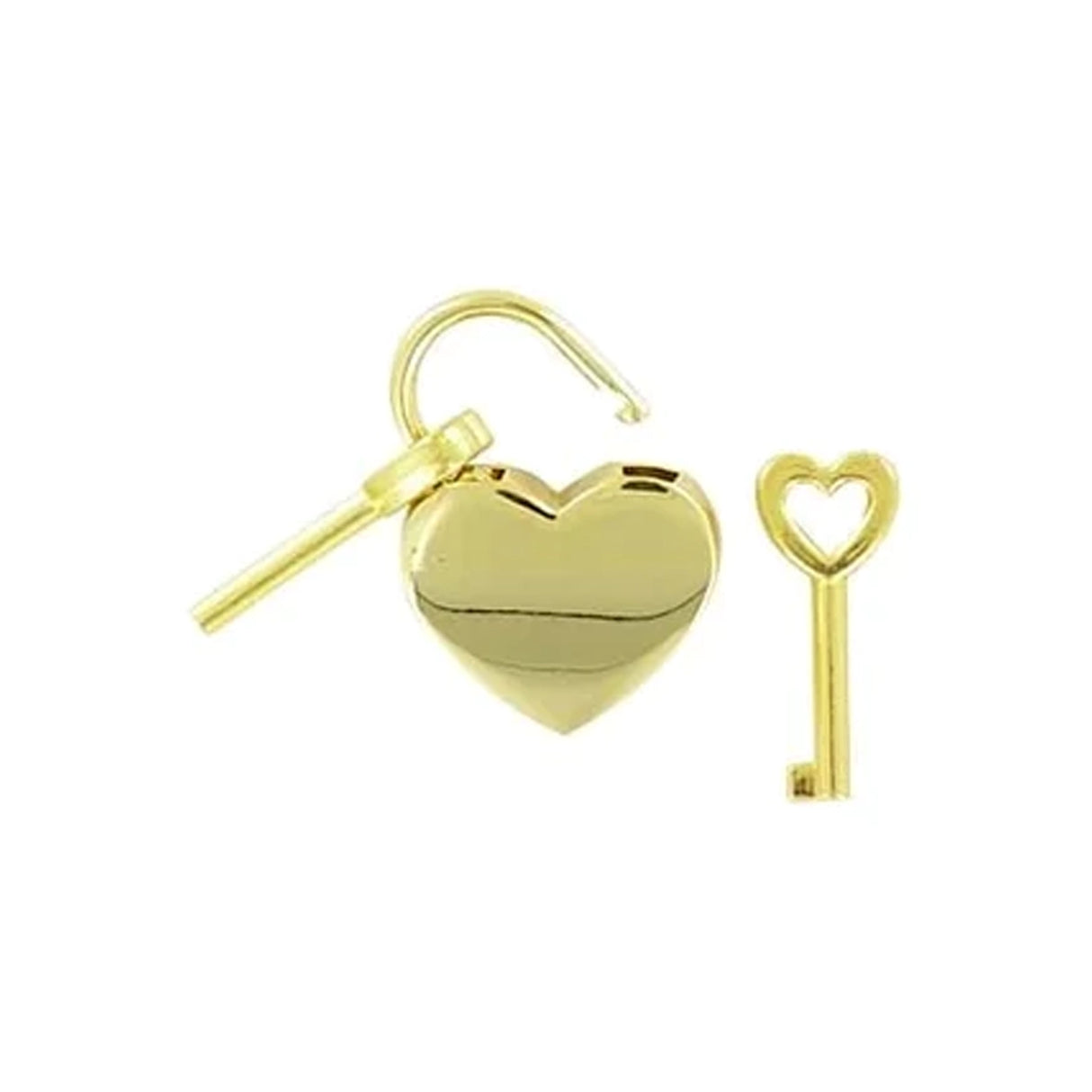 7/8" Shiny Gold, Small Heart Padlock, Zinc Alloy-PK4