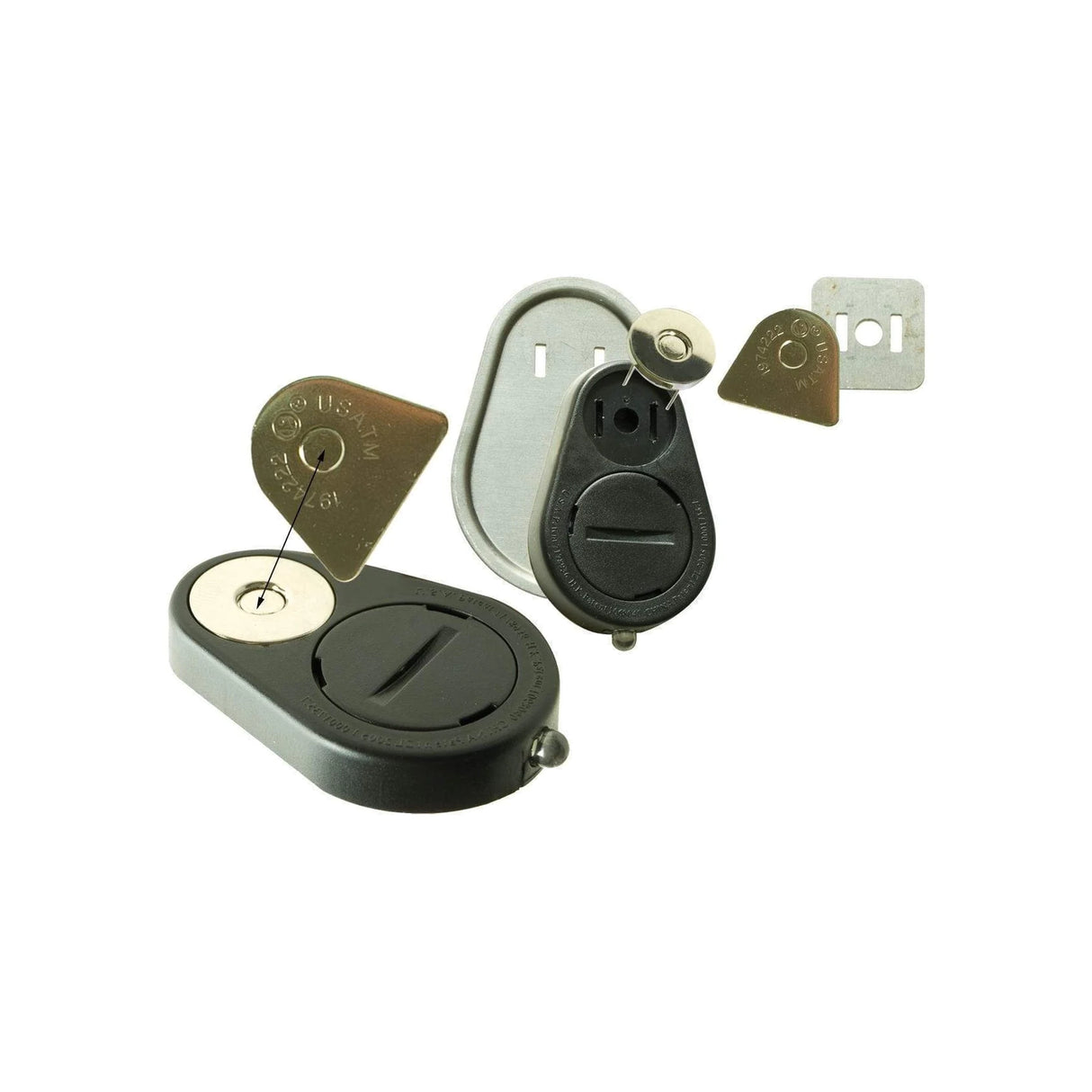 2" Black, Magnetic Snap Purse Light, Plastic