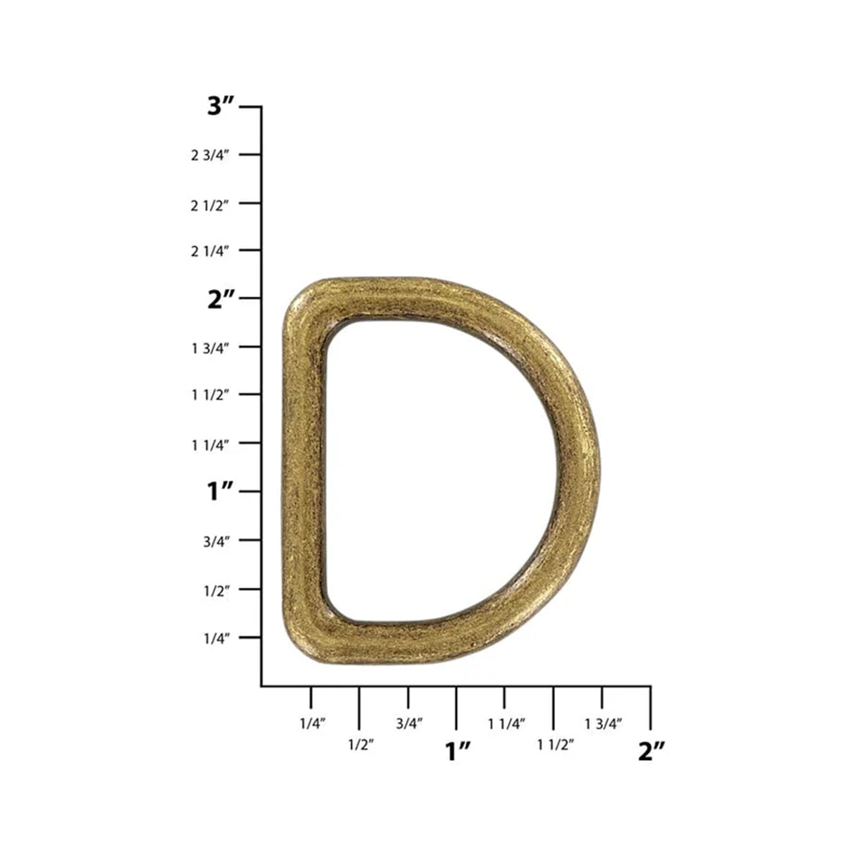 1 1/2" Antique Brass, Cast D-Ring, Zinc Alloy