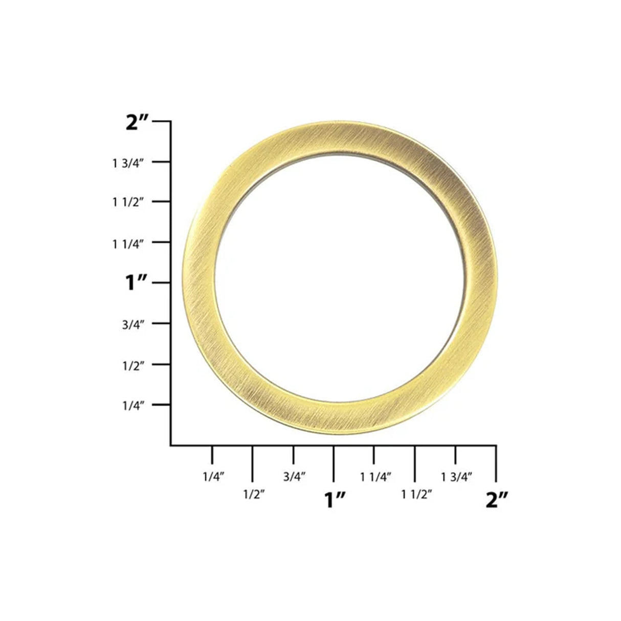 1 1/2" Brushed Antique Brass, Cast Flat Round Ring, Zinc Alloy