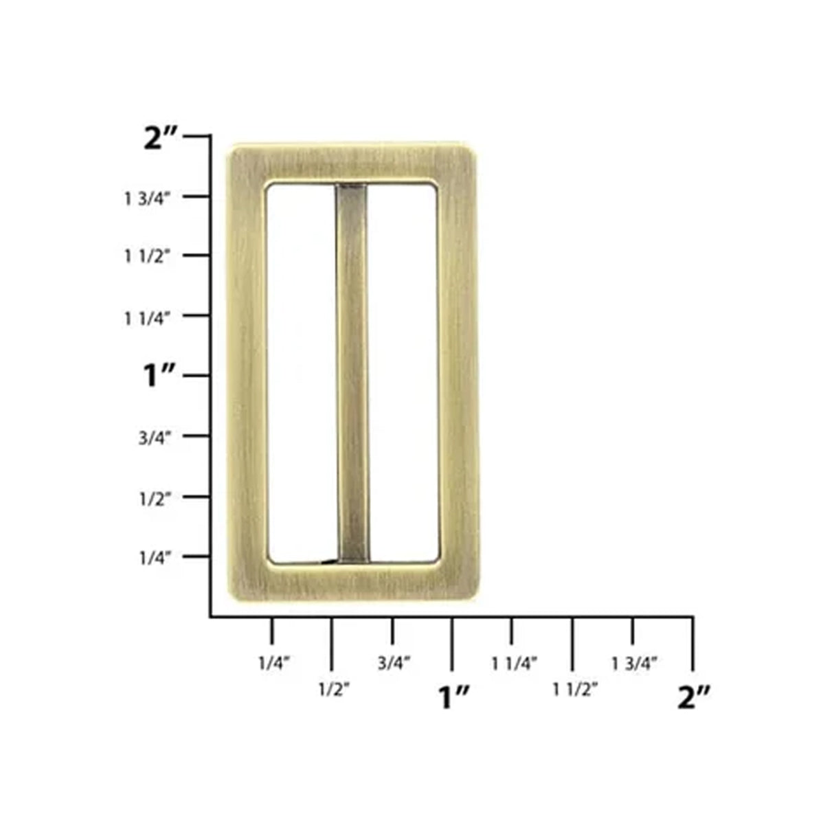 1 1/2" Antique Brass, Cast Strap Tri Glide Slider, Zinc Alloy