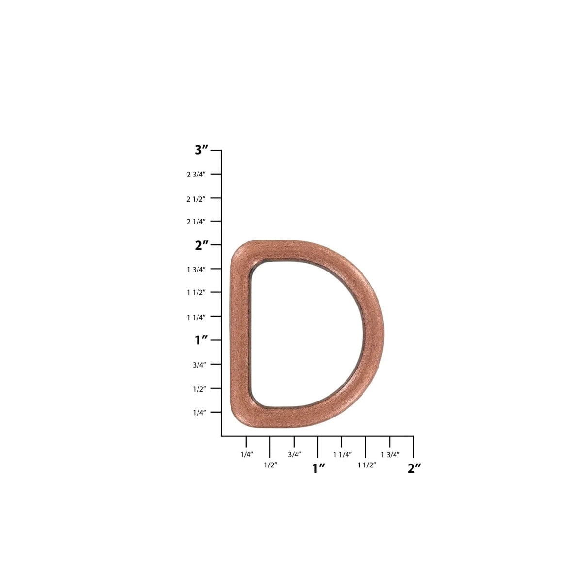 1 1/2" Antique Copper, Cast D-Ring, Zinc Alloy