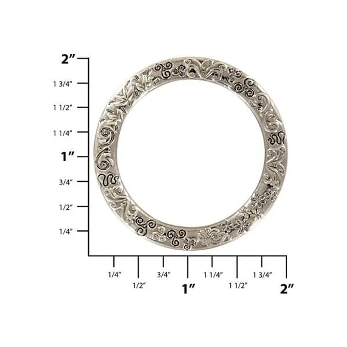 1 1/2" Antique Nickel, Cast Flat Round Ring, Zinc Alloy