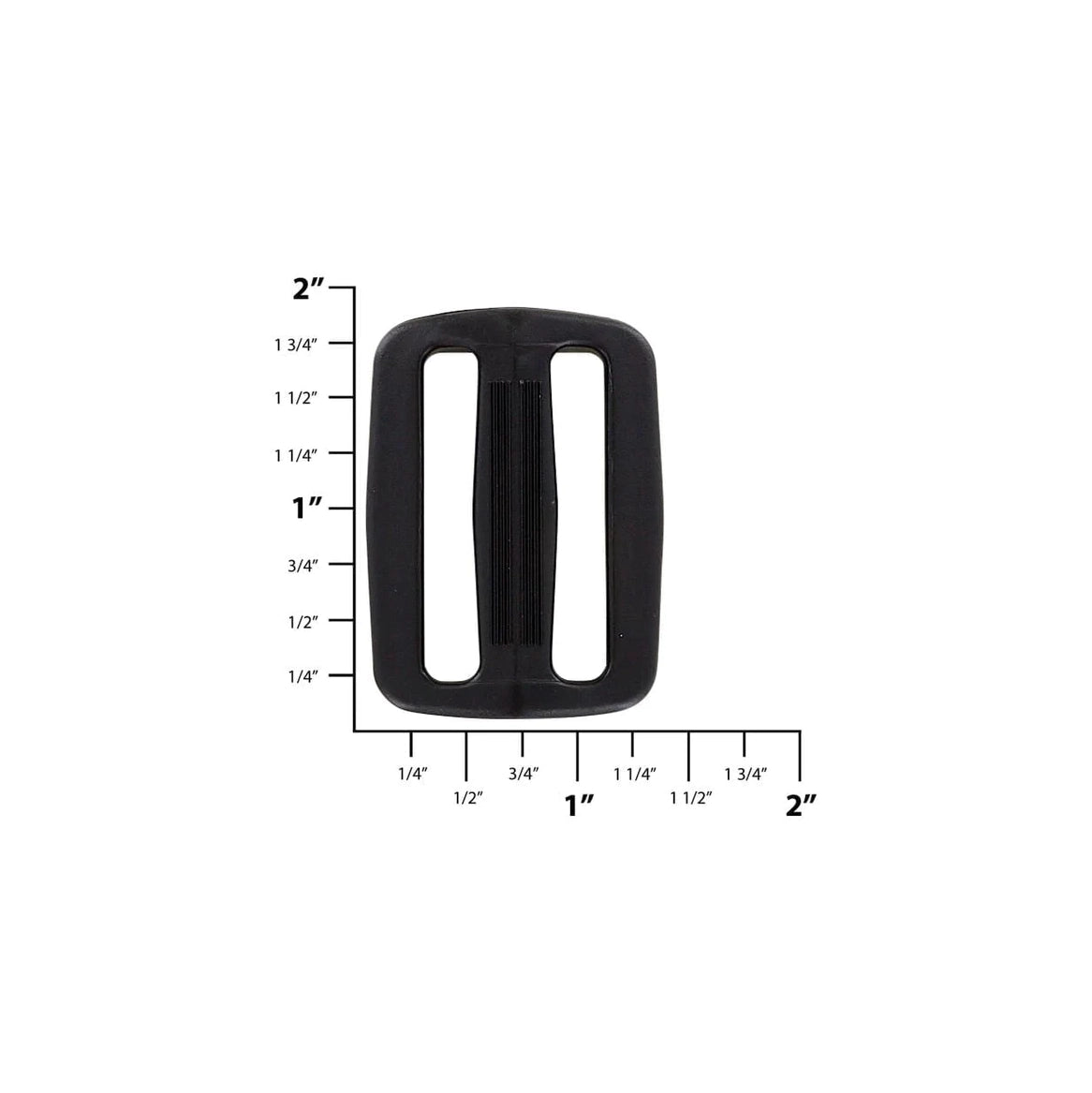 1 1/2" Black, Sliplock Tri-Glide Slide Buckle, Plastic