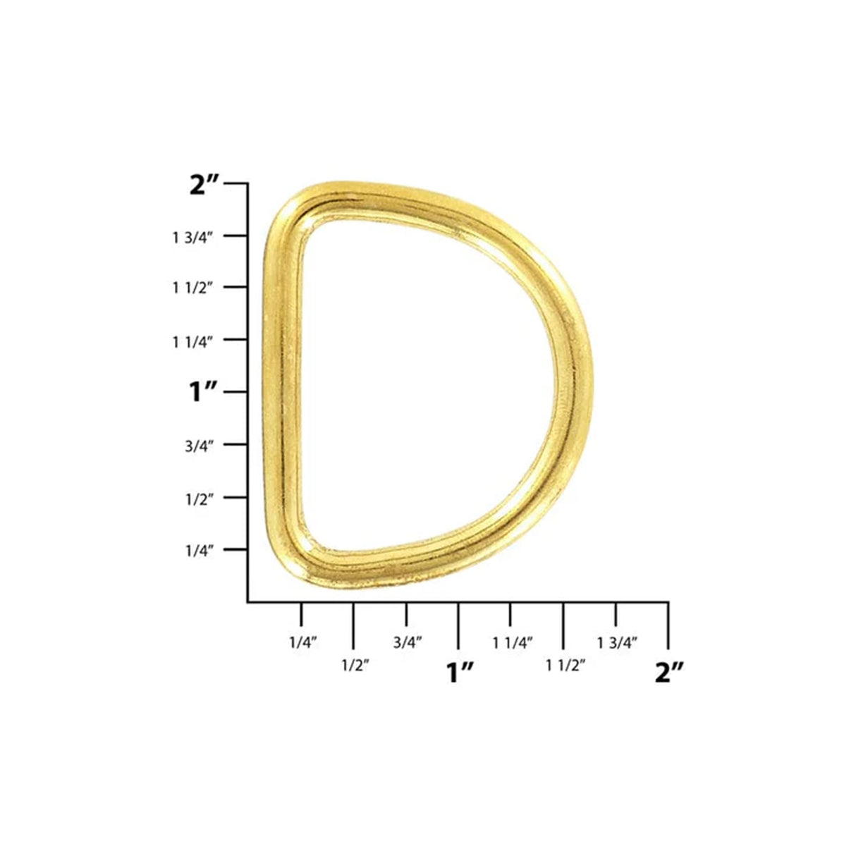 1 1/2" Brass, Cast D-Ring, Solid Brass