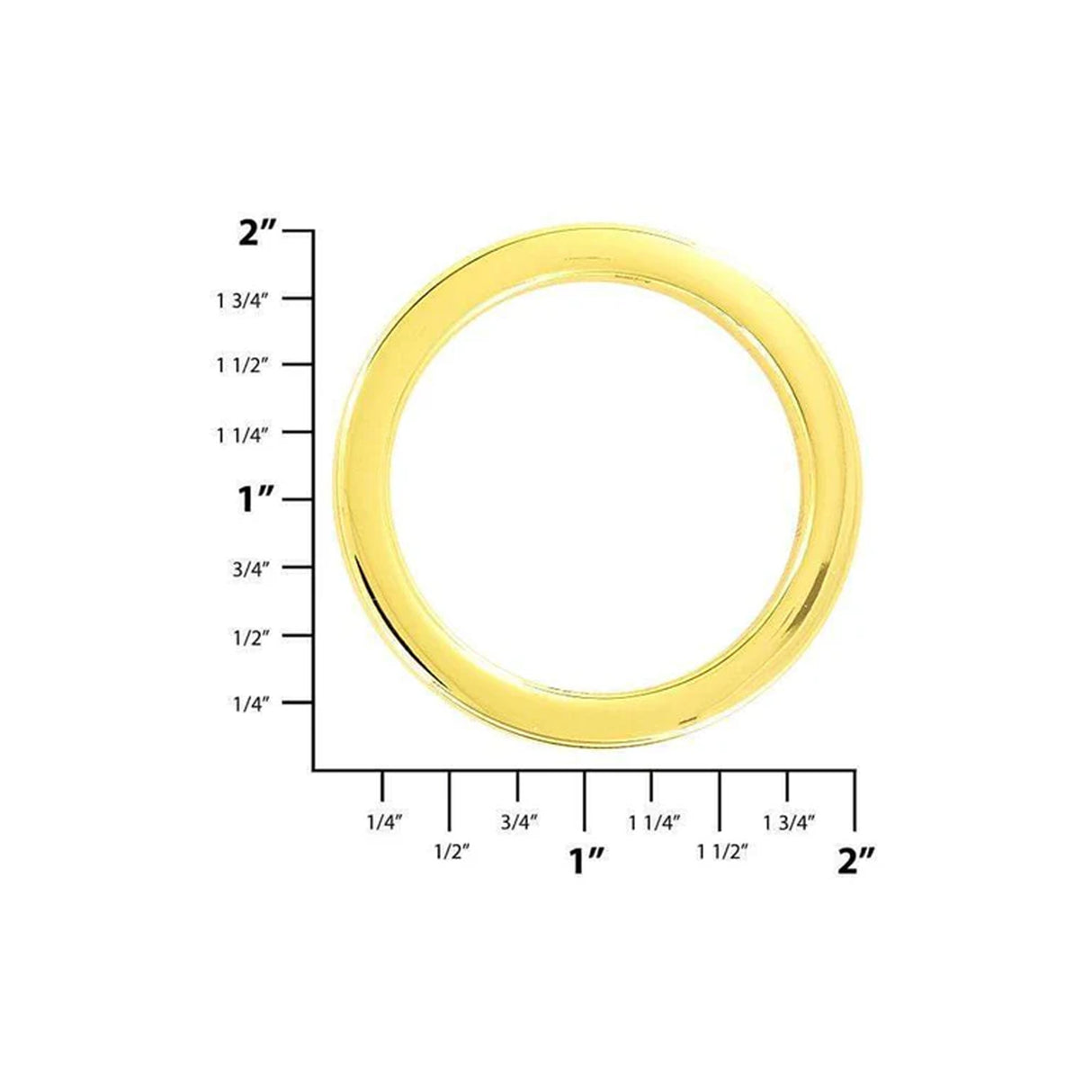 1 1/2" Shiny Gold, Cast Flat Round Ring, Zinc Alloy