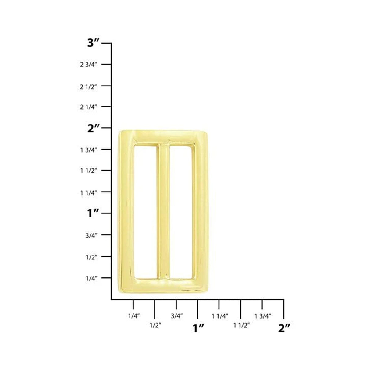 1 1/2" Shiny Gold, Cast Strap Tri Glide Slider, Zinc Alloy