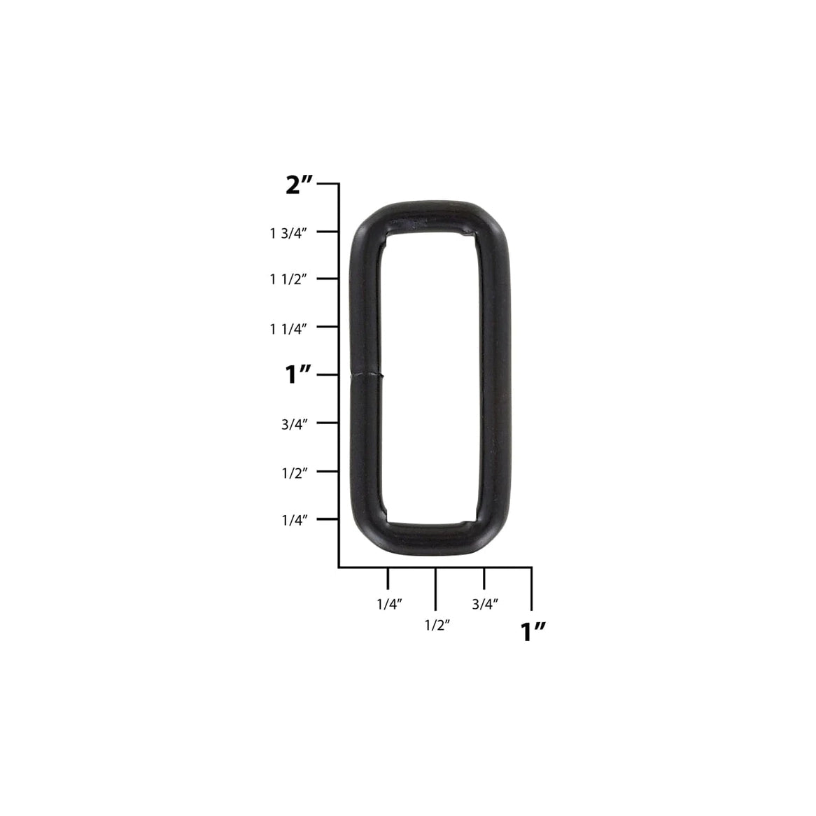 1 1/2" Matte Black, Welded Rectangular Ring, Steel