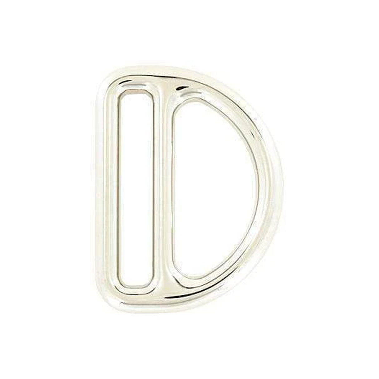1 1/2" Nickel, Cast Double Loop D-Ring, Zinc Alloy