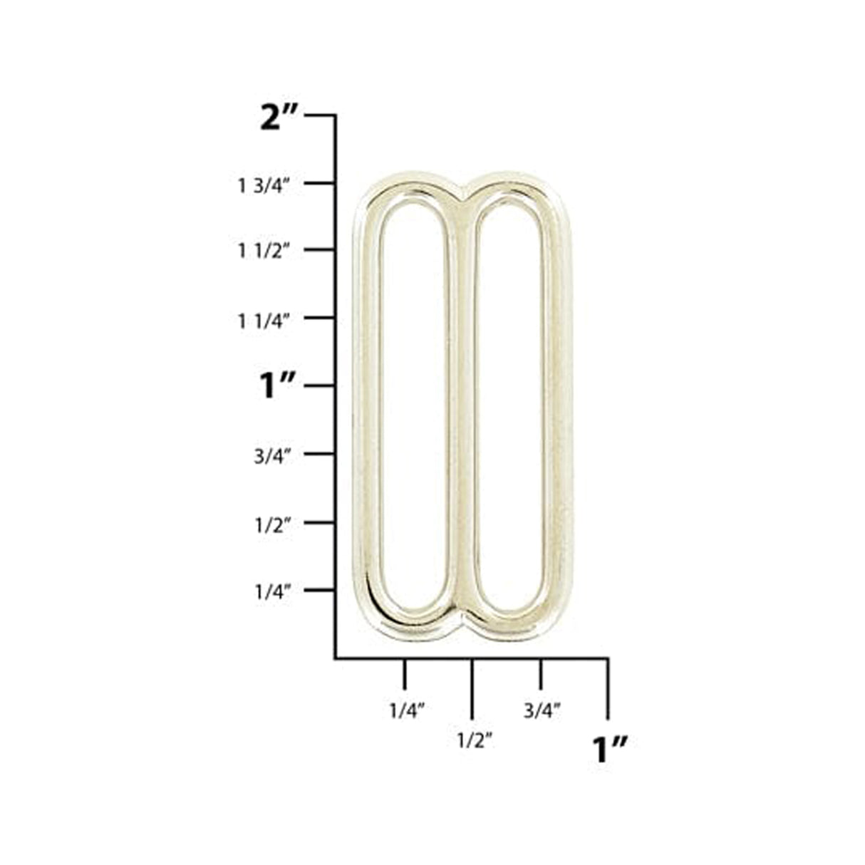 1 1/2" Nickel, Cast Rounded Tri Bar Slide, Zinc Alloy