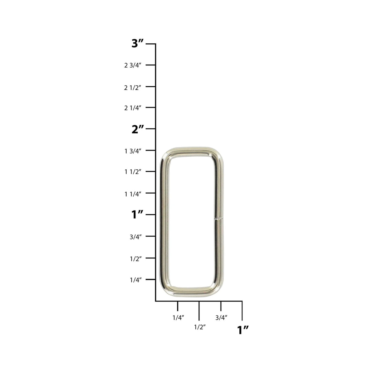 1 1/2" Nickel Plate, Split Rectangular Ring, Steel