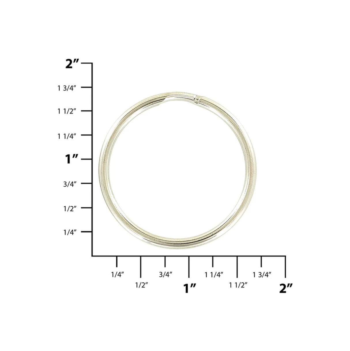 1 1/2" Nickel, Split Key Ring, Steel