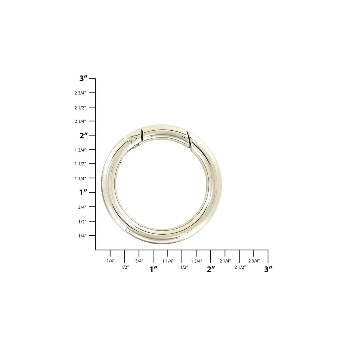 1 1/2" Shiny Nickel, Spring Gate Round Ring, Zinc Alloy