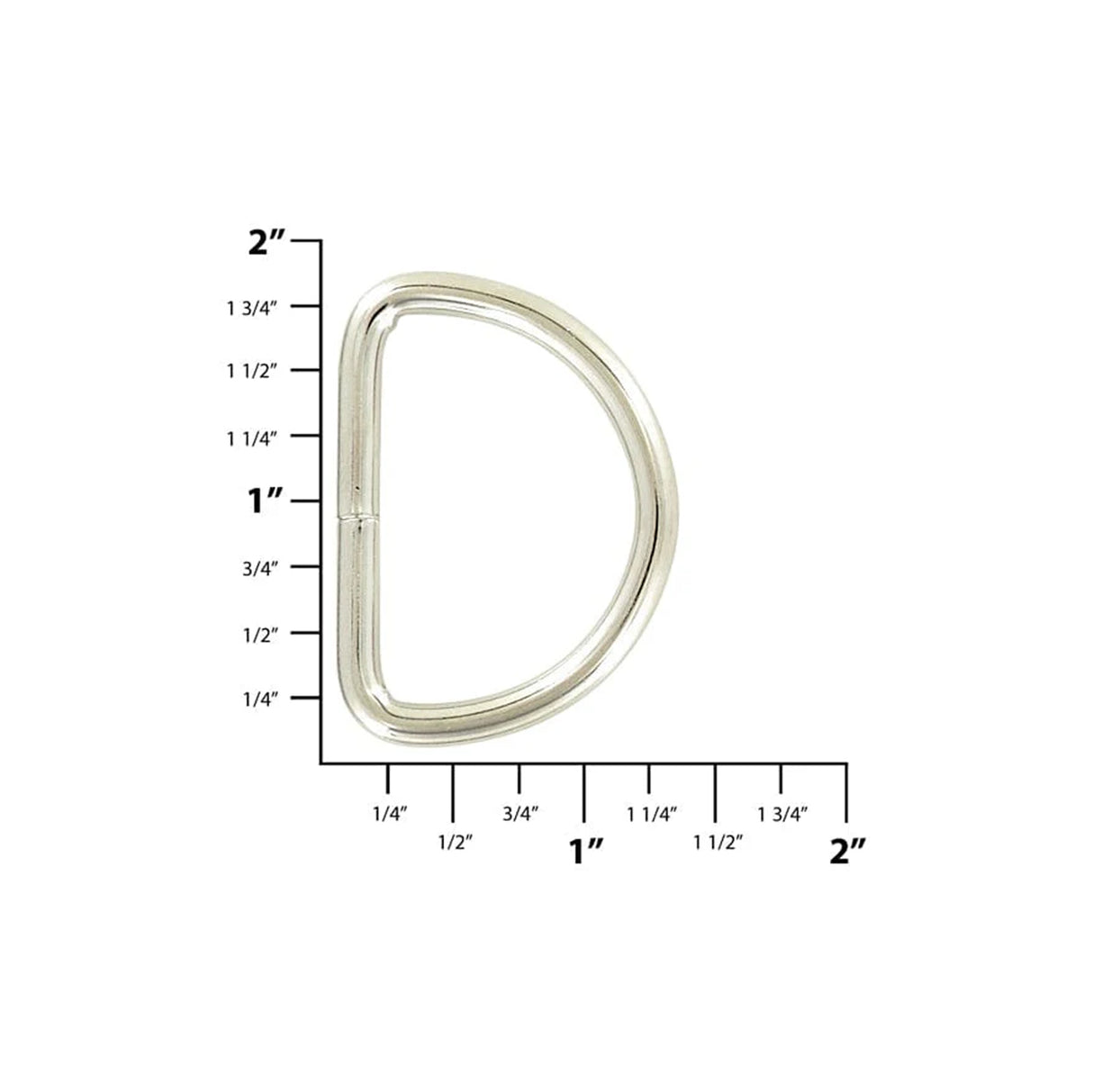 1 1/2" Nickel, Welded D Ring Low Profile, Steel