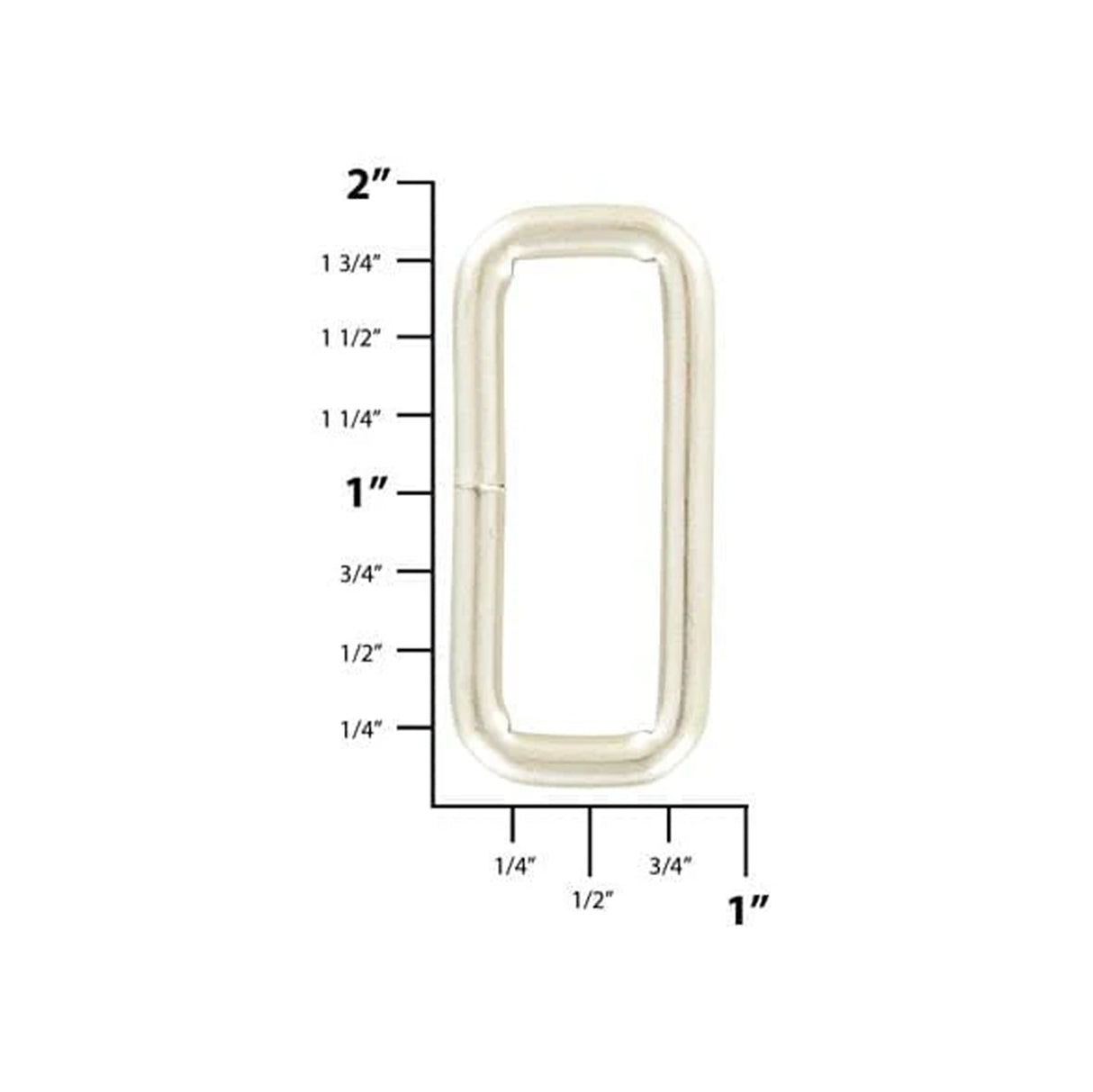 1 1/2" Satin Nickel, Welded Rectangular Ring, Steel
