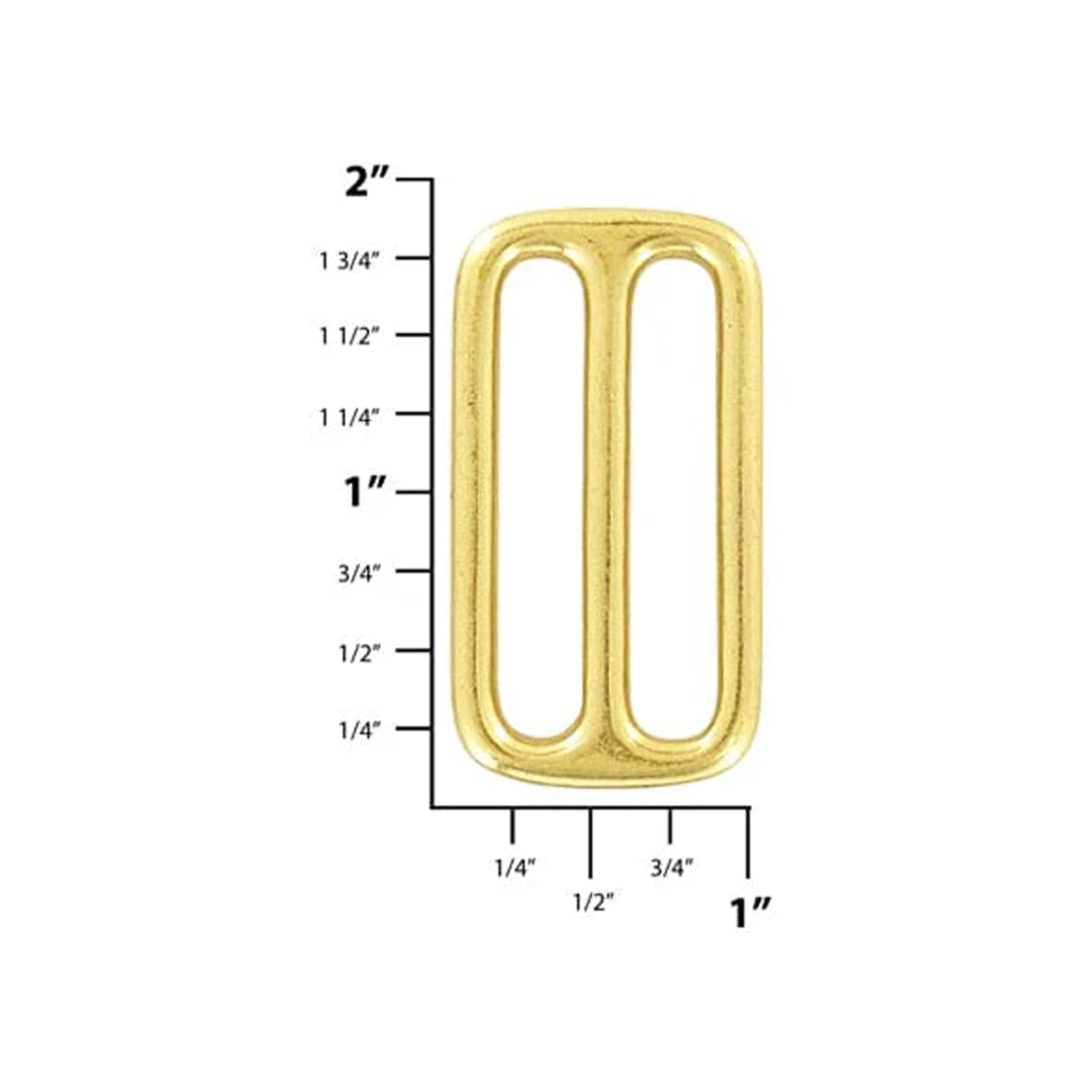 1 1/2" Shiny Brass, Cast Tri Glide Slide, Solid Brass