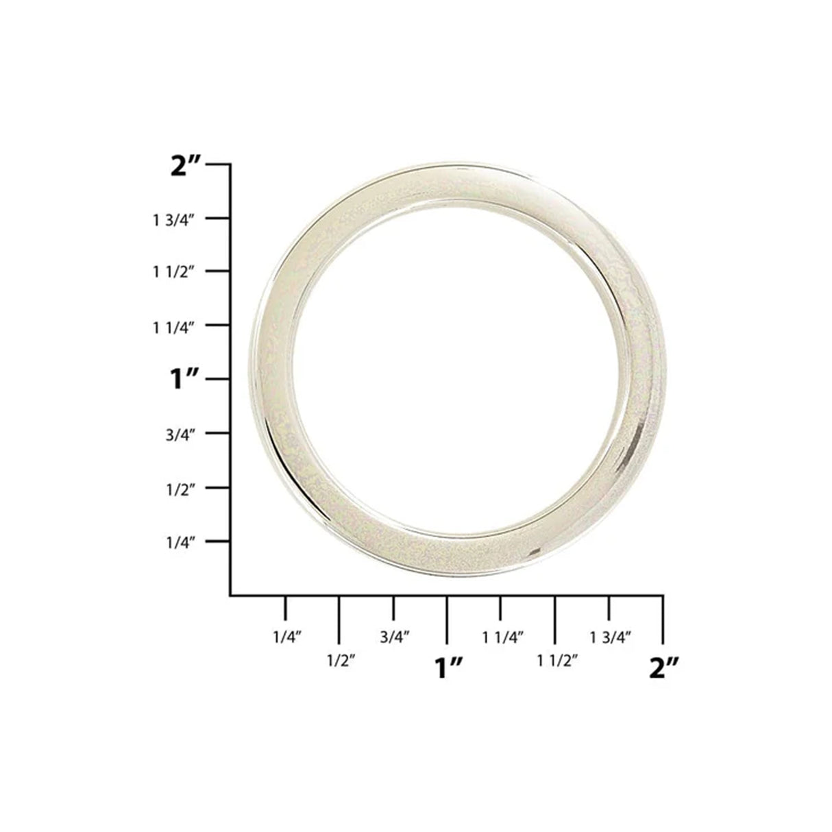 1 1/2" Shiny Nickel, Cast Flat Round Ring, Zinc Alloy