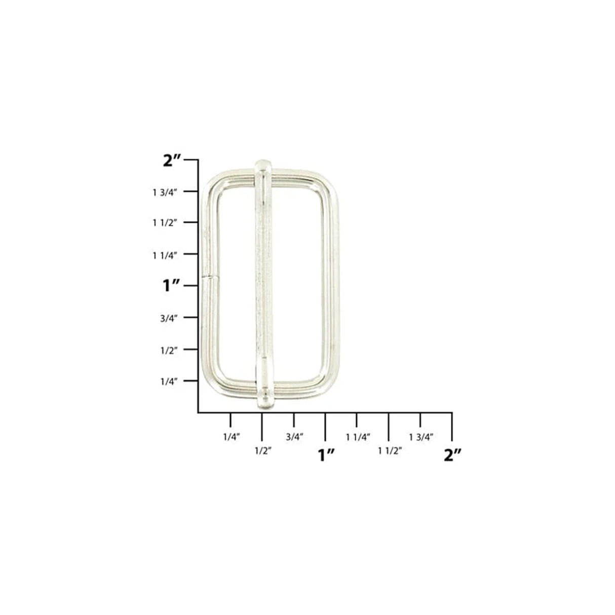 1 1/2" Shiny Nickel, Adjustable Strap Slide, Steel