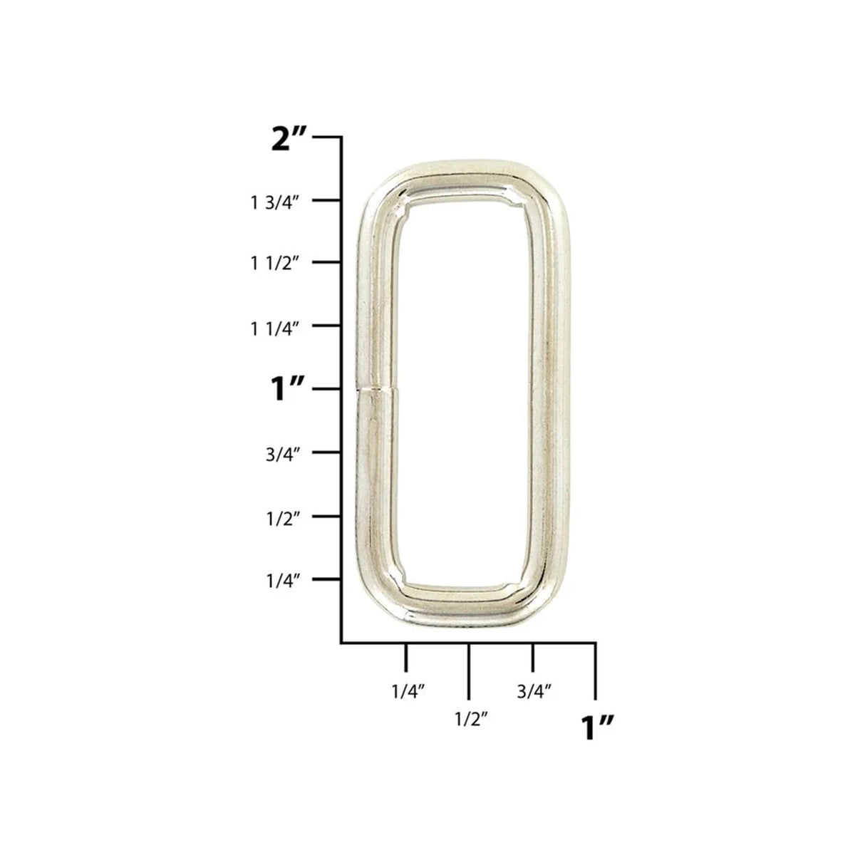 1 1/2" Shiny Nickel, Welded Rectangular Ring, Steel