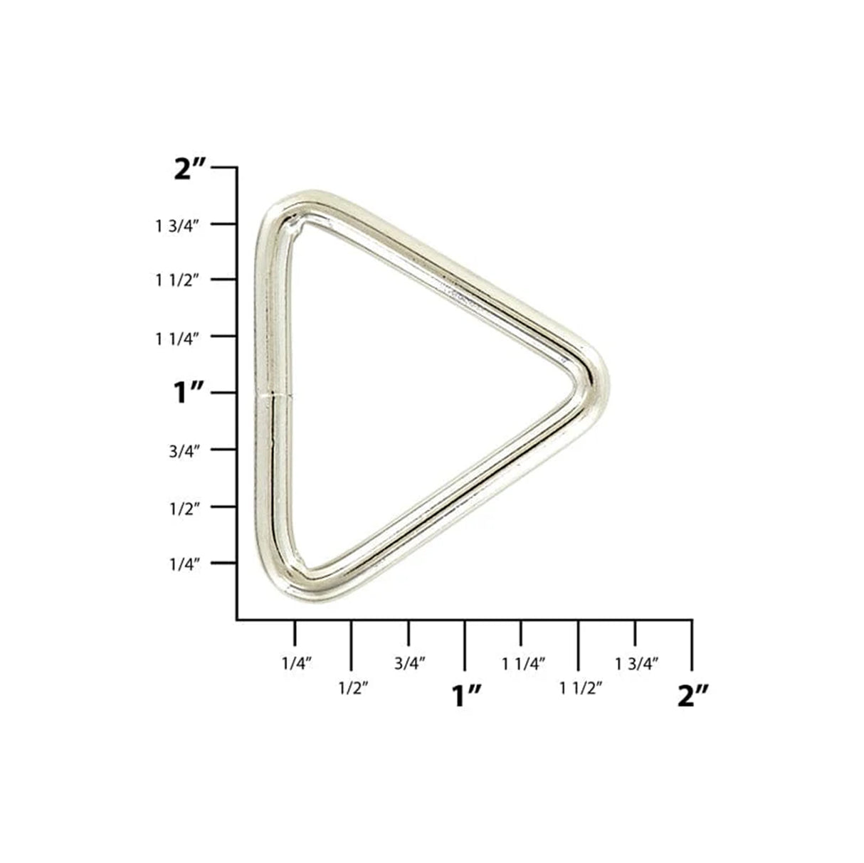 1 1/2" Shiny Nickel, Welded Triangle Ring, Steel