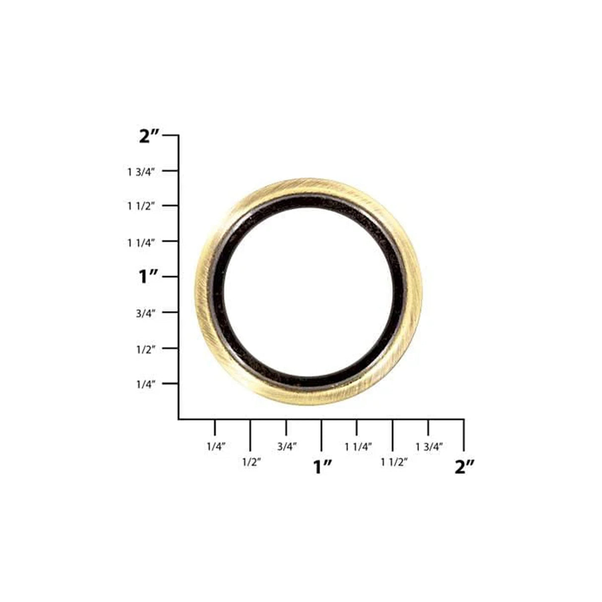 1 1/4" Antique Brass, Beveled Round Ring, Zinc Alloy
