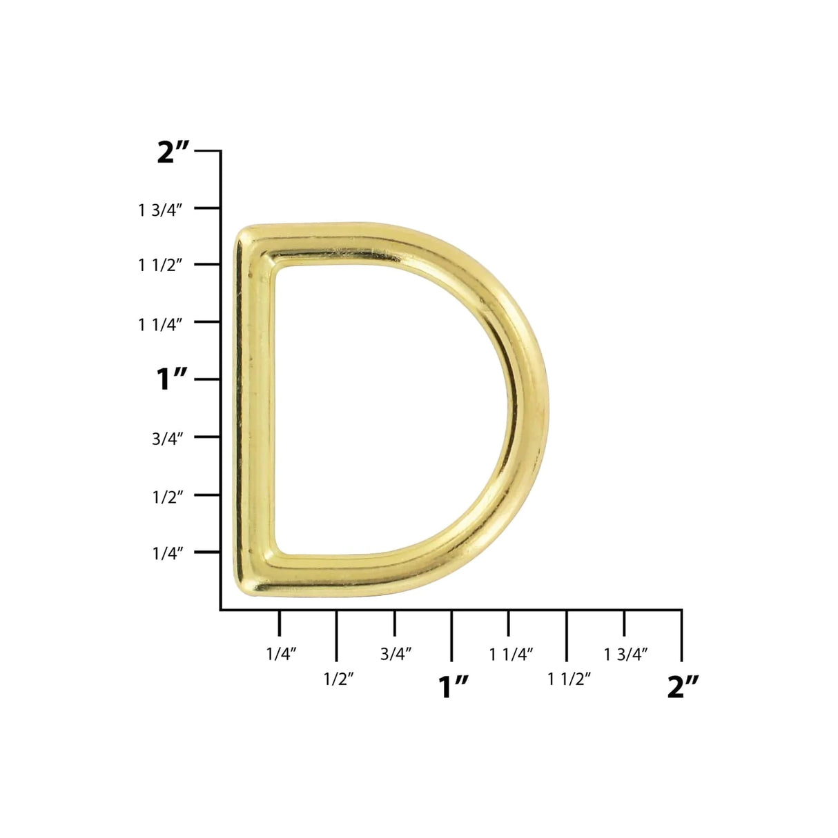 1 1/4" Brass, Cast D-Ring, Zinc Alloy